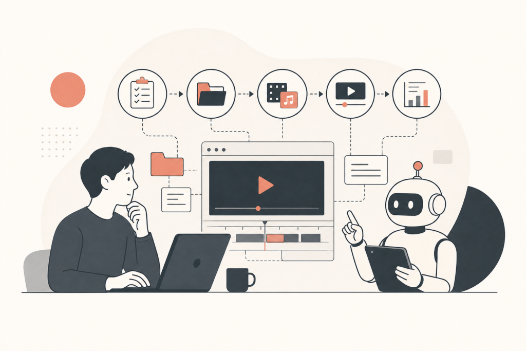 Claude Codeで動画制作を自動化する方法|スキル化と権限モードで再現できる手順の要点を表すアイキャッチ
